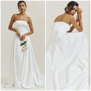 REFORMATION Elena Satin White Bridal Wedding Gown Maxi Dress SZ US 10